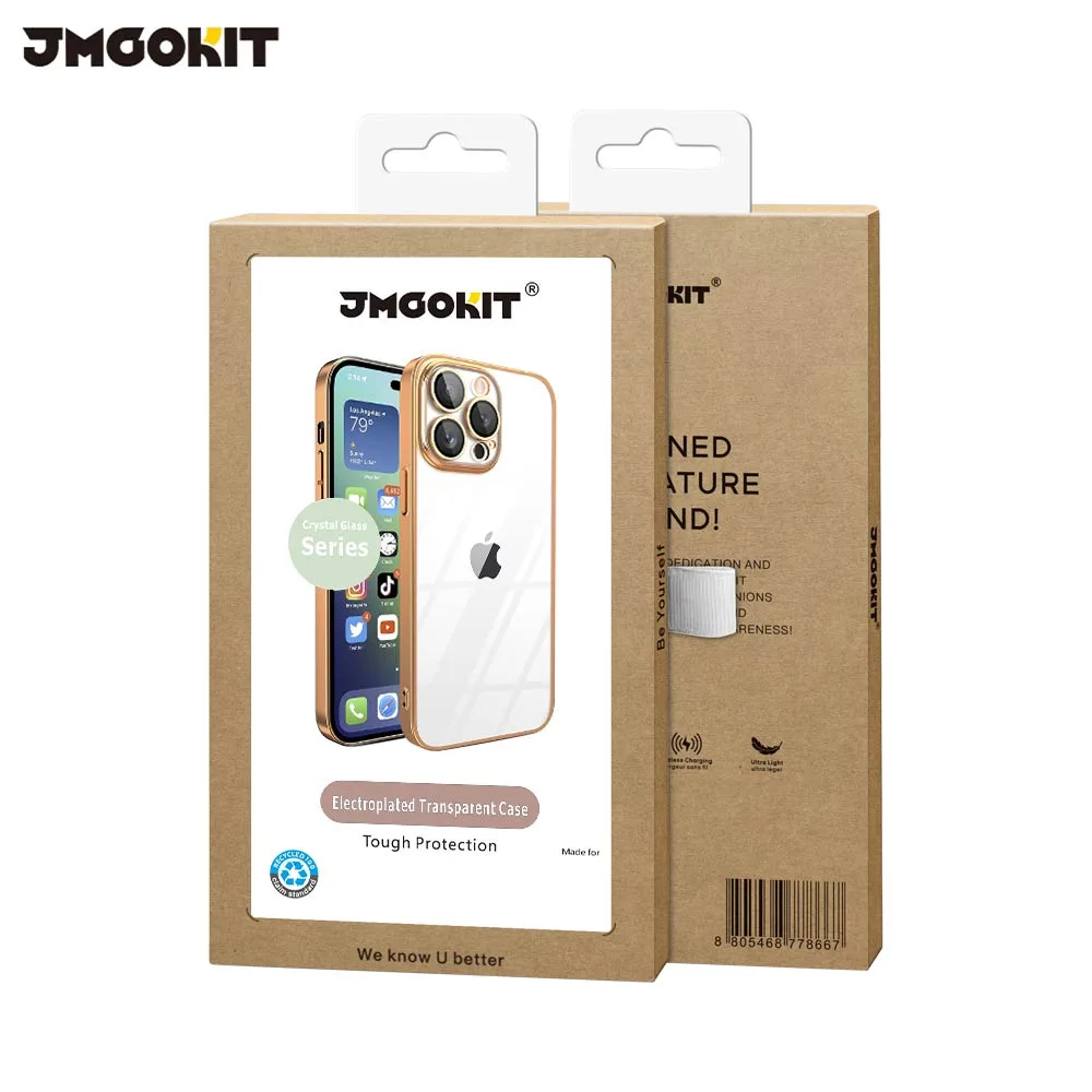 Coque de Protection Crystal Glass JMGOKIT pour Apple iPhone 15 Pro Or — vue 2