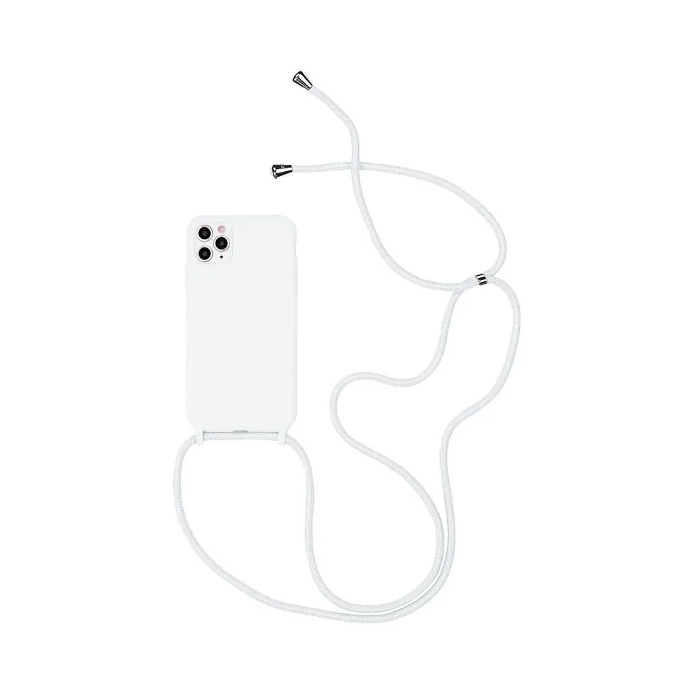 Coque Silicone avec Cordon Apple iPhone 15 Pro Blanc