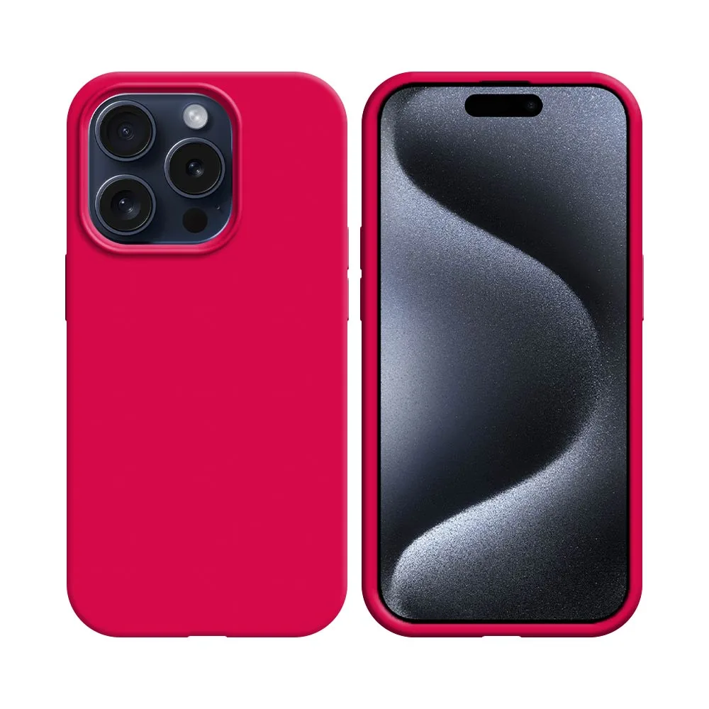 Coque Silicone Compatible pour Apple iPhone 15 Pro Rose Vif