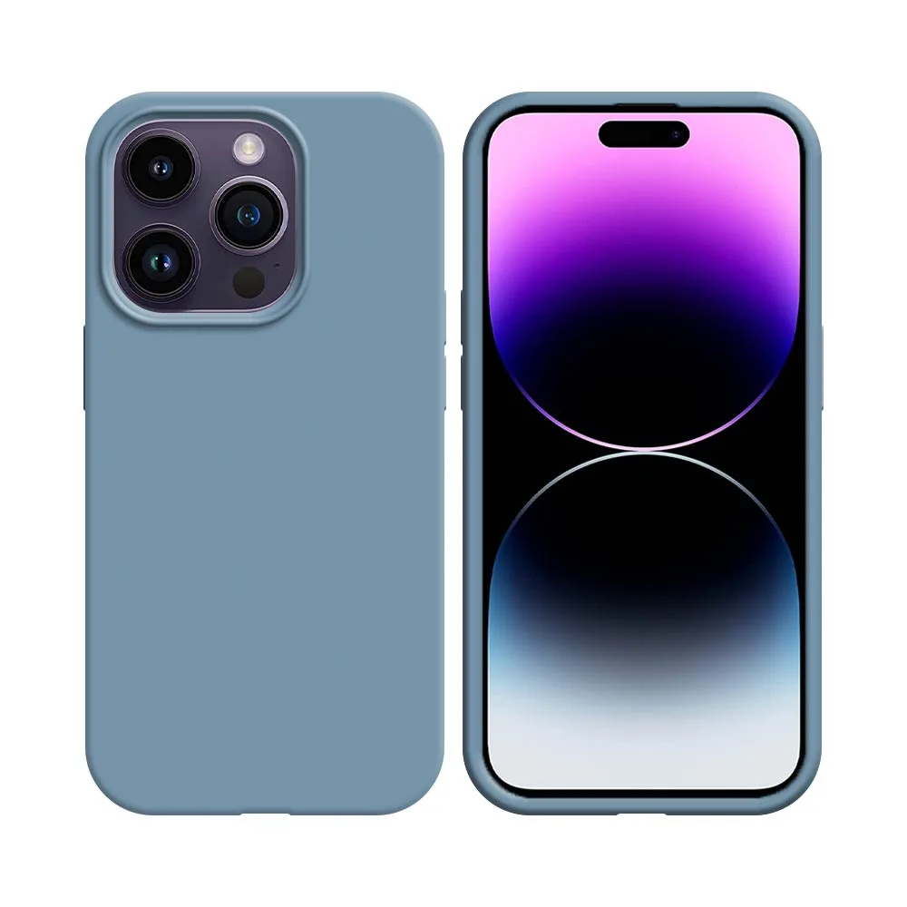 Coque Silicone Compatible pour Apple iPhone 14 Pro Max Bleu Acier