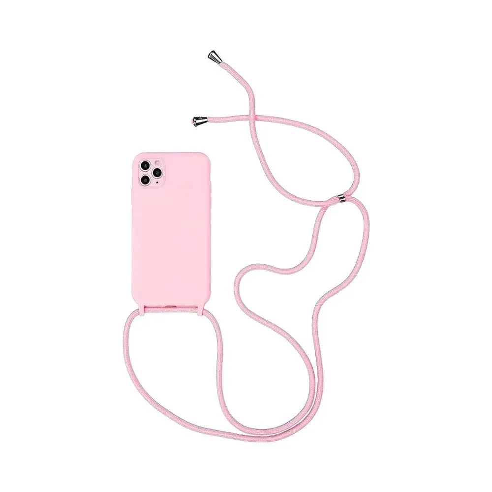 Coque Silicone avec Cordon Apple iPhone 15 Pro Rose