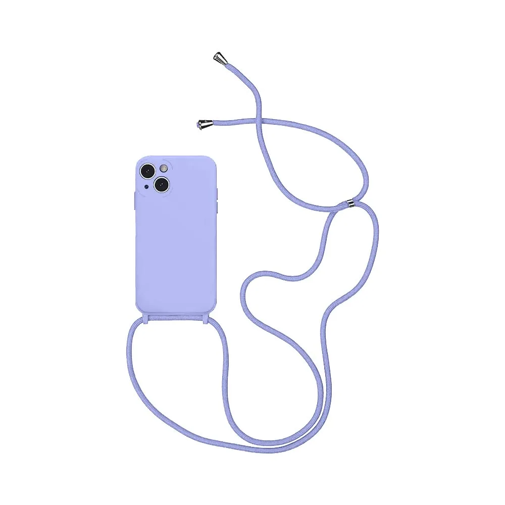Coque Silicone avec Cordon Apple iPhone 15 Violet