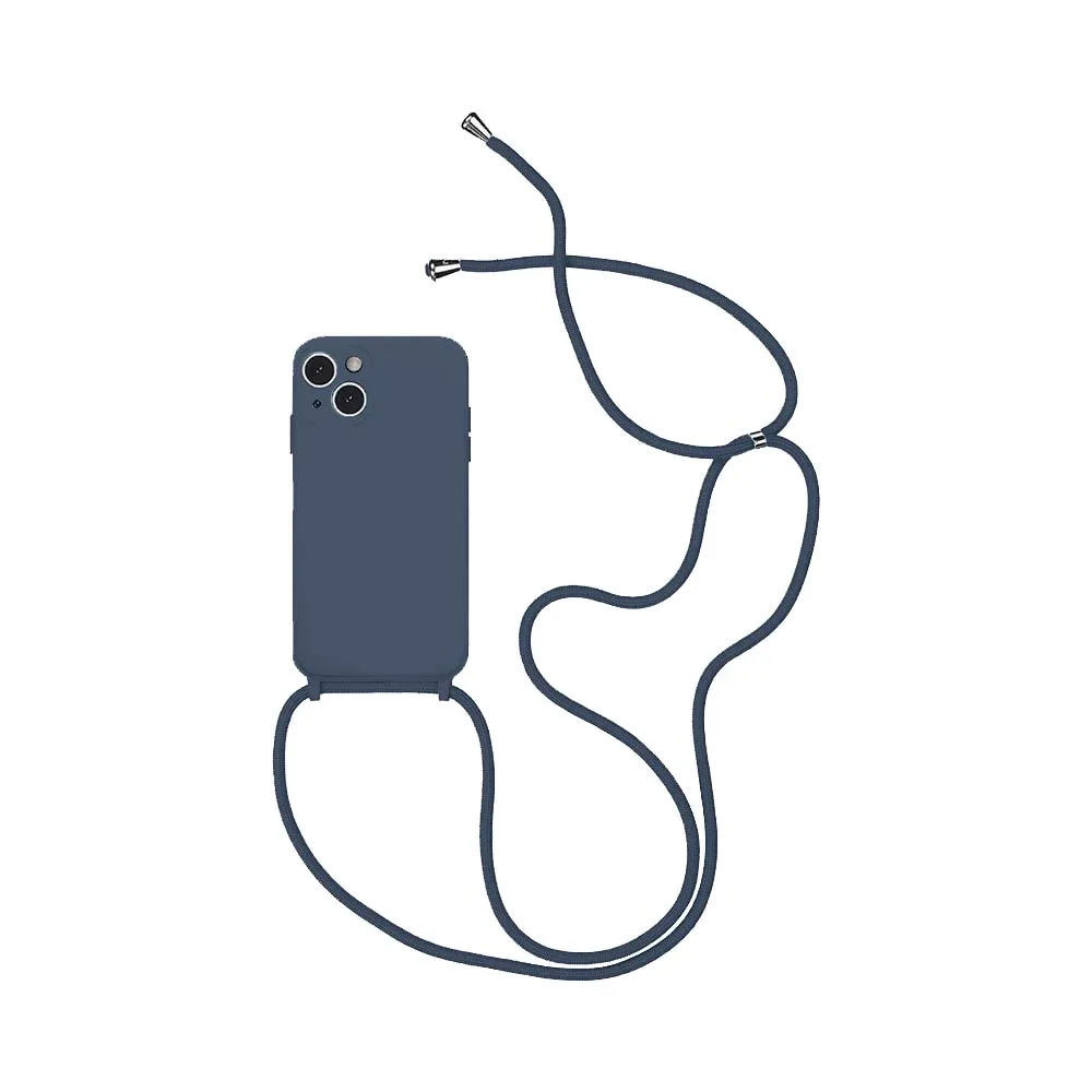 Coque Silicone avec Cordon Apple iPhone 14 Plus Bleu Marine