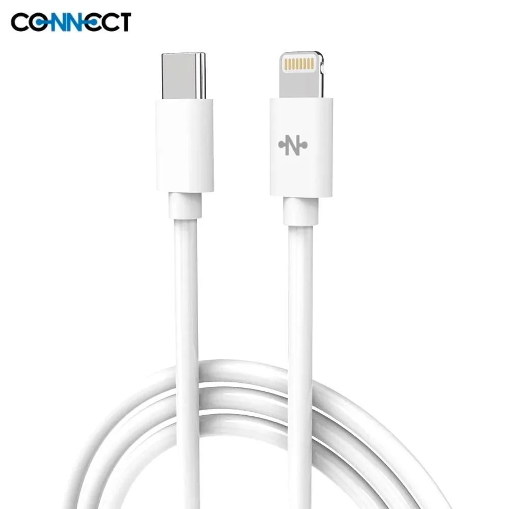 Câble Data USB-C vers Lightning CONNECT 20W (2m) Blanc