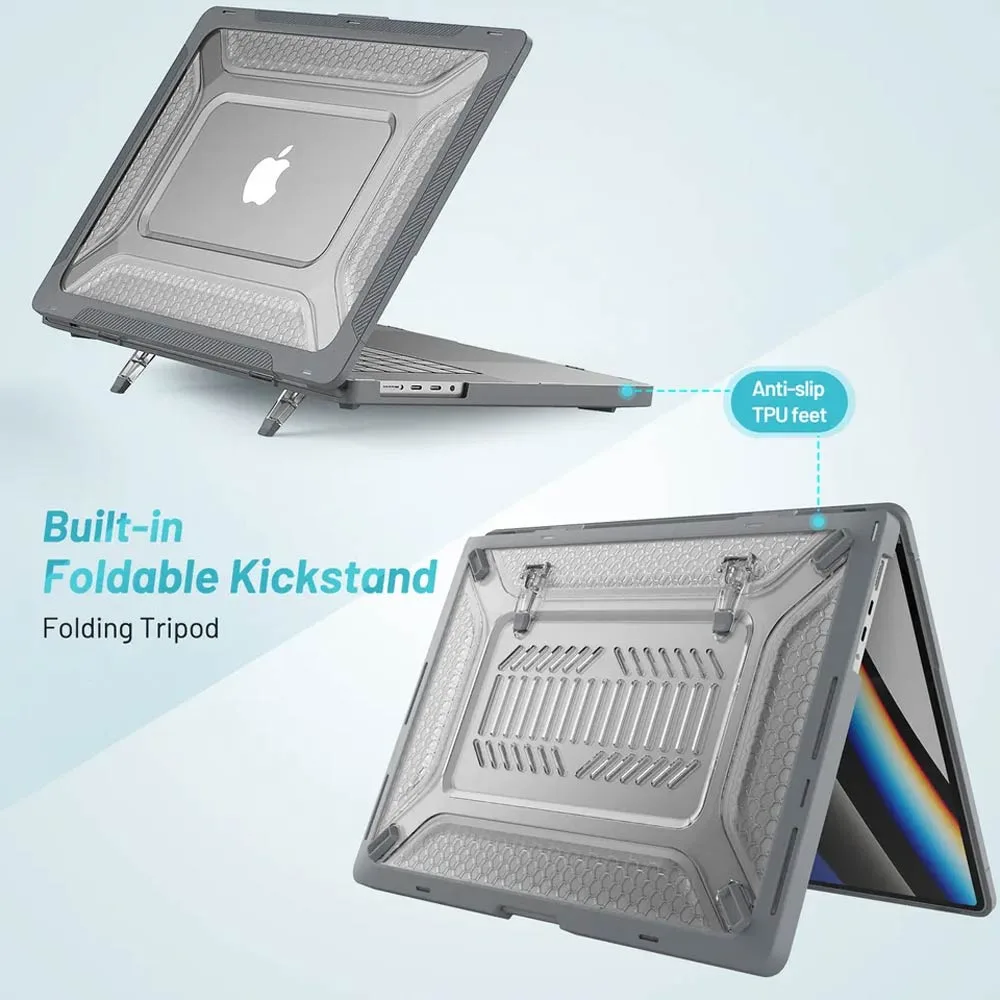 Coque de Protection Renforcée avec Support Apple MacBook Pro Touch Bar Retina 16" A2141 Noir — vue 2