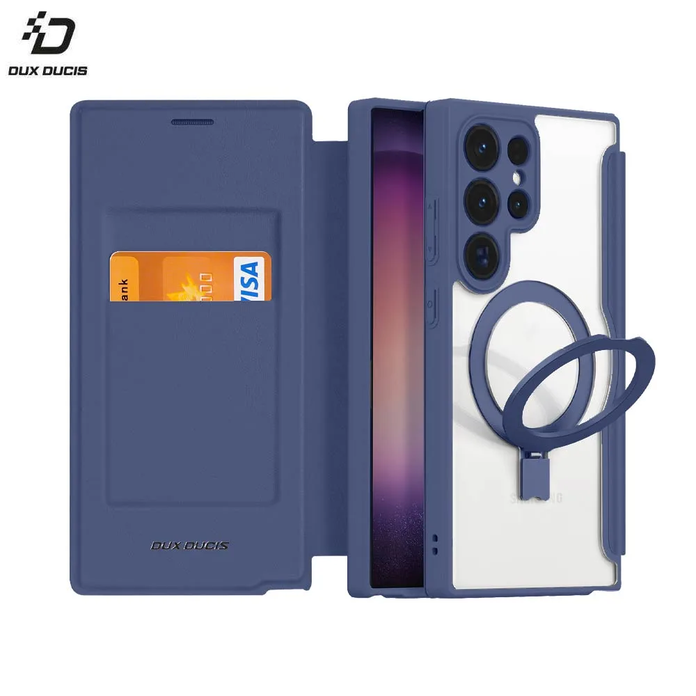 Housse de Protection Skin X Pro Dux Ducis pour Samsung Galaxy S24 Ultra 5G S928 (with Magnetic Stand) MagSafe Bleu