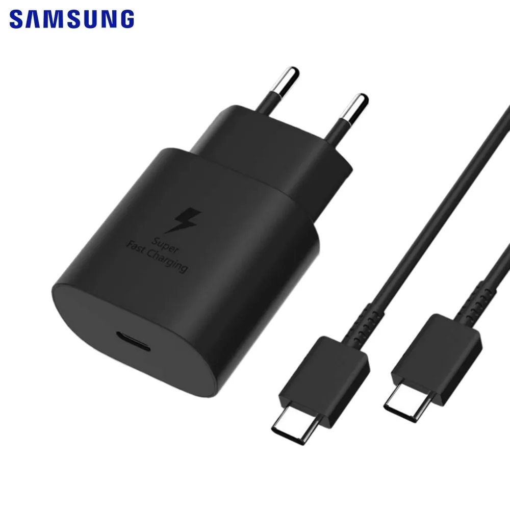 Chargeur Secteur USB-C Samsung + DA705BBE 25W 3A avec Cable Type-C Bulk Noir