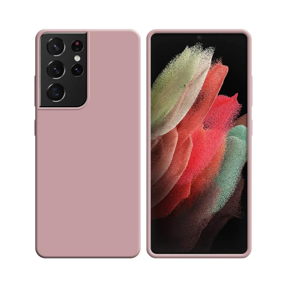 Coque Silicone Compatible pour Samsung Galaxy S21 Ultra 5G G998 Rose