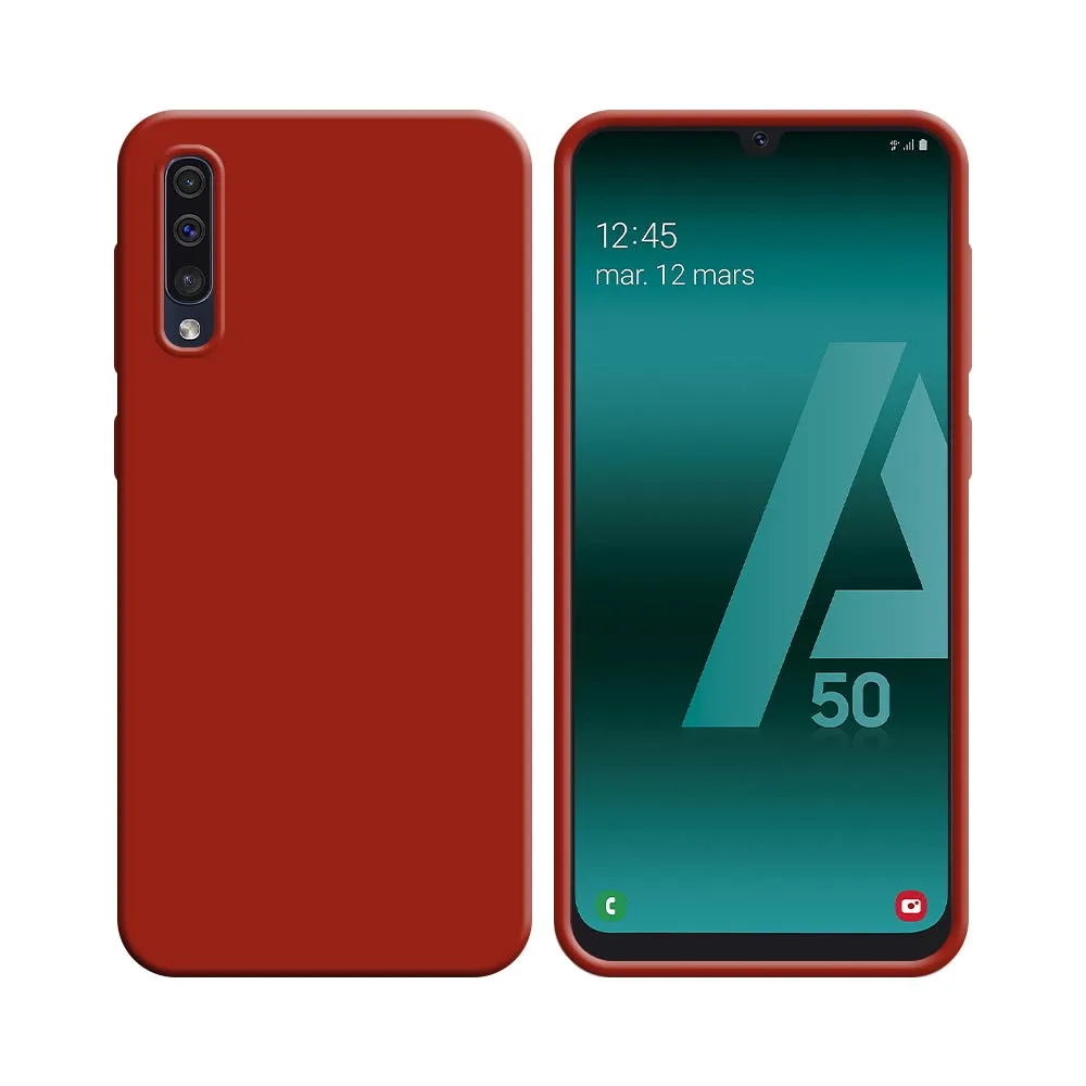 Coque Silicone Compatible pour Samsung Galaxy A30S A307, A50 A505 & A50S A507 Rouge