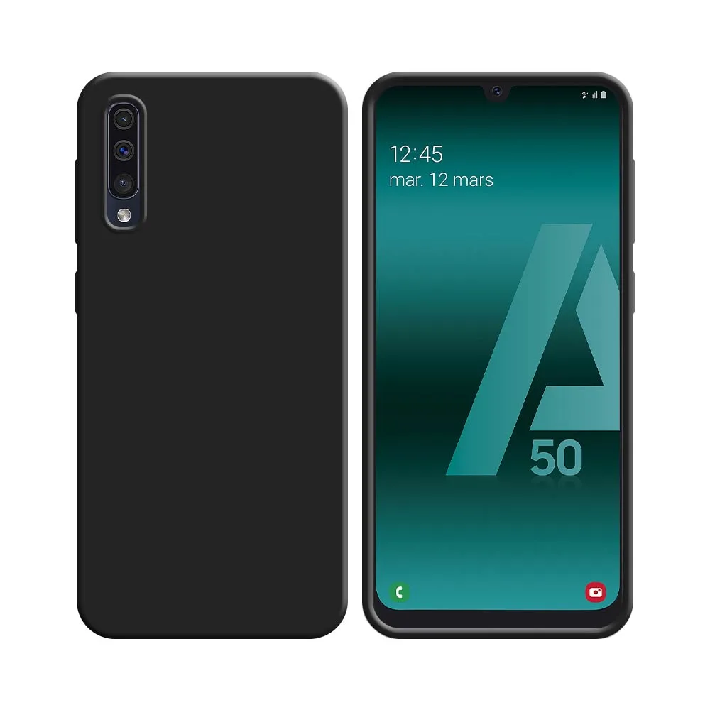 Coque Silicone Compatible pour Samsung Galaxy A30S A307, A50 A505 & A50S A507 Noir