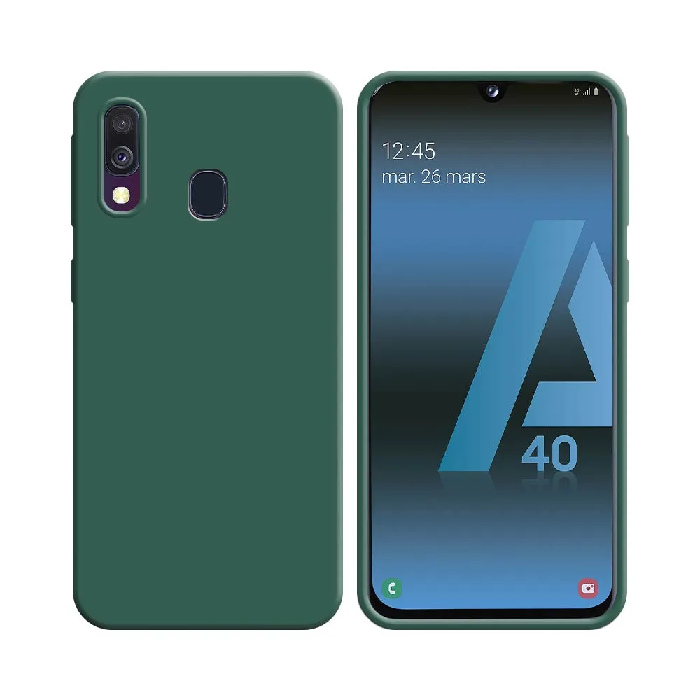 Coque Silicone Compatible pour Samsung Galaxy A40 A405 Vert Foncé