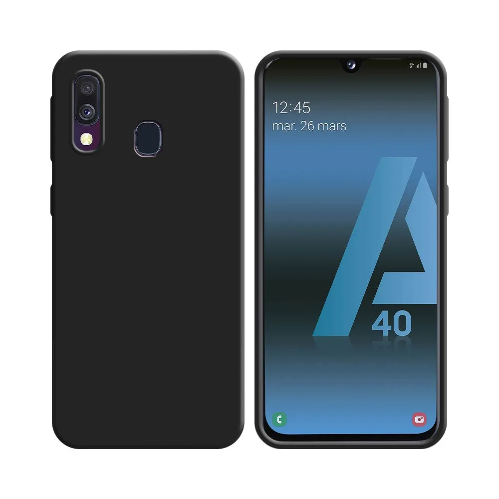 Coque Silicone Compatible pour Samsung Galaxy A40 A405 Noir