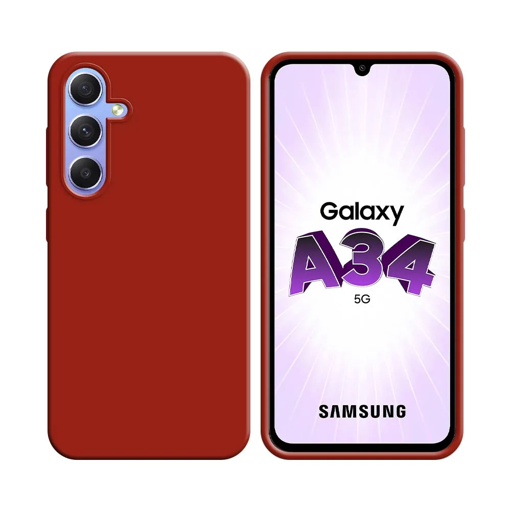Coque Silicone Compatible pour Samsung Galaxy A34 5G A346 Rouge