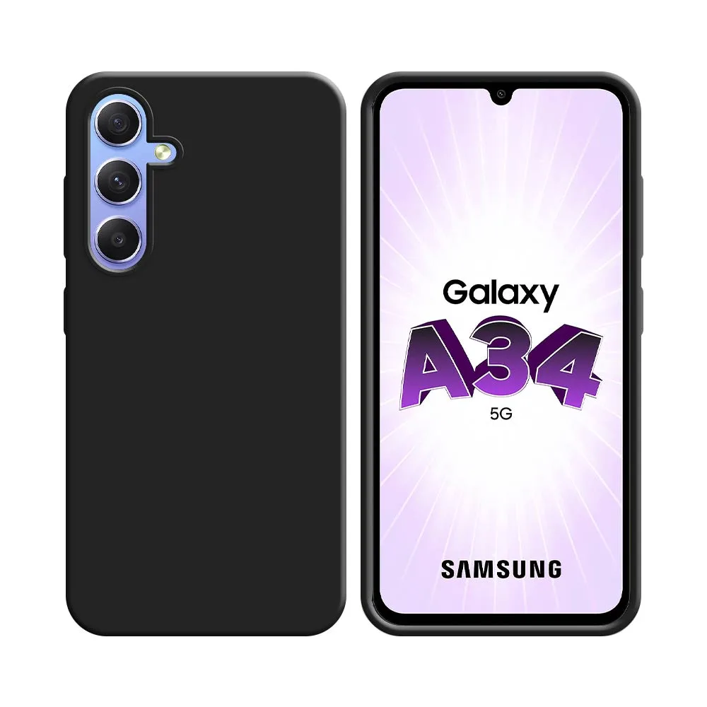 Coque Silicone Compatible pour Samsung Galaxy A34 5G A346 Noir