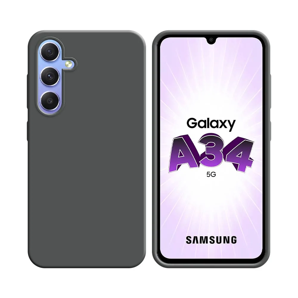 Coque Silicone Compatible pour Samsung Galaxy A34 5G A346 Gris