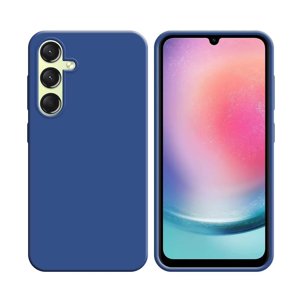 Coque Silicone Compatible pour Samsung Galaxy A24 4G A245 Bleu Marine