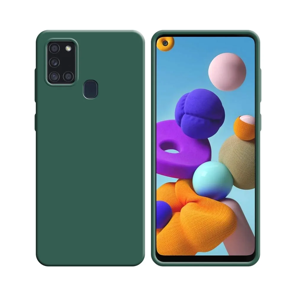 Coque Silicone Compatible pour Samsung Galaxy A21S A217F Vert Foncé