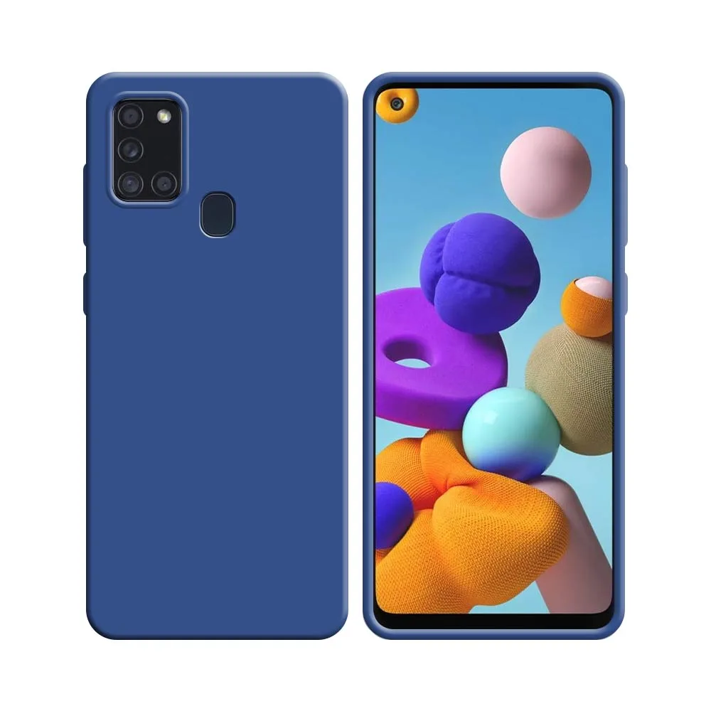 Coque Silicone Compatible pour Samsung Galaxy A21S A217F Bleu Marine