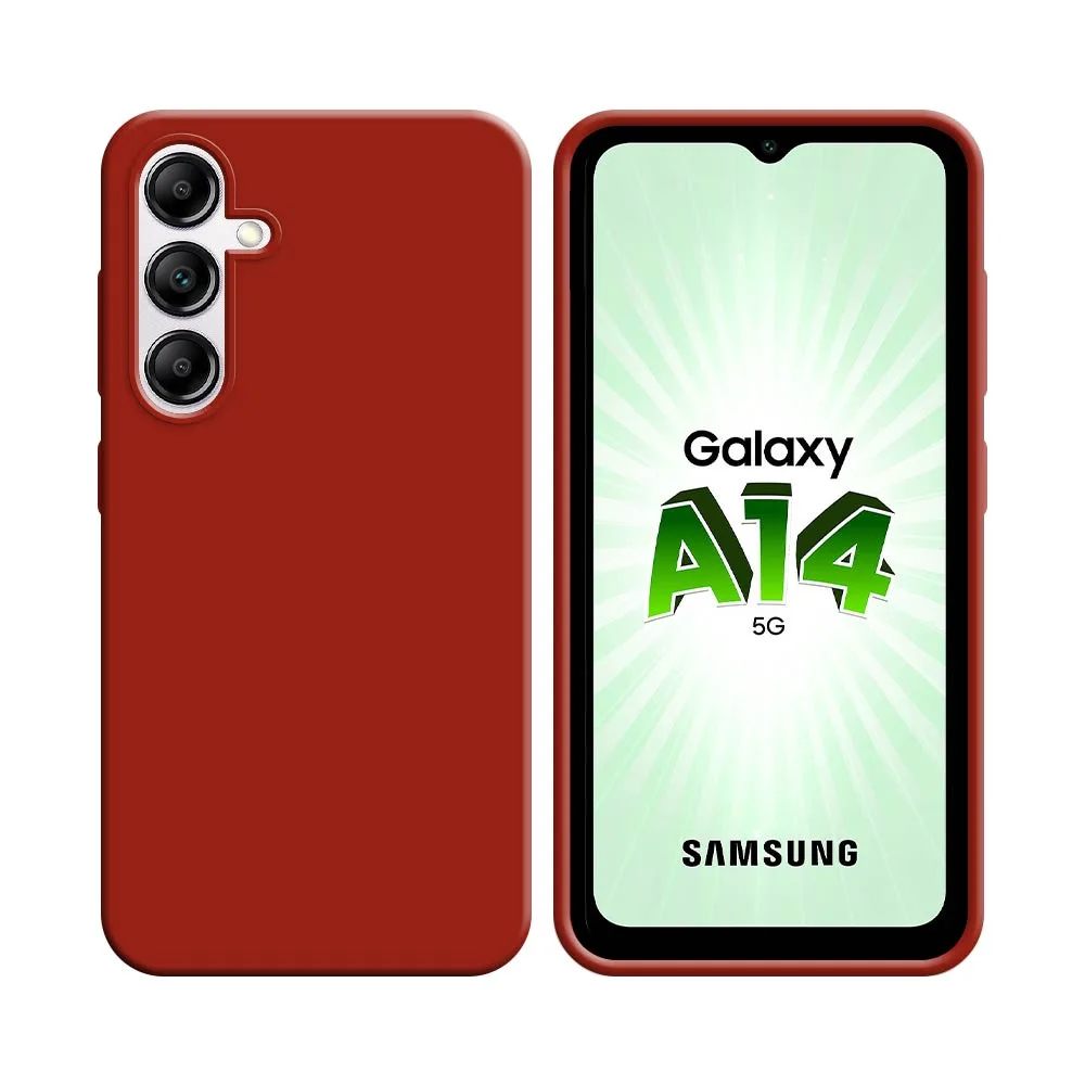 Coque Silicone Compatible pour Samsung Galaxy A14 5G A146P & A14 4G A145 Rouge