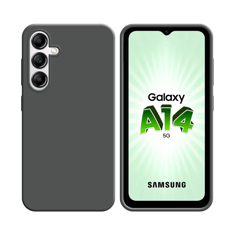 Coque Silicone Compatible pour Samsung Galaxy A14 5G A146P & A14 4G A145 Gris