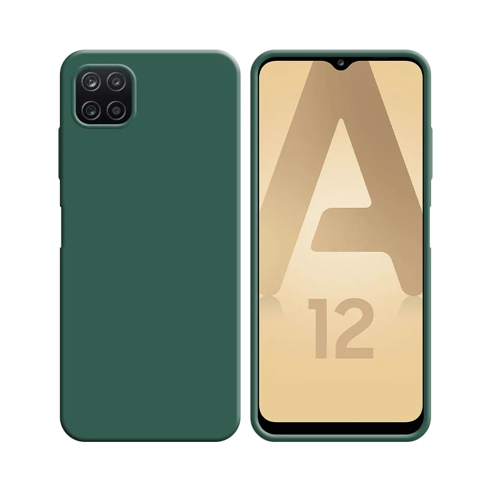 Coque Silicone Compatible pour Samsung Galaxy A12 A125 & M12 M127 Vert Foncé