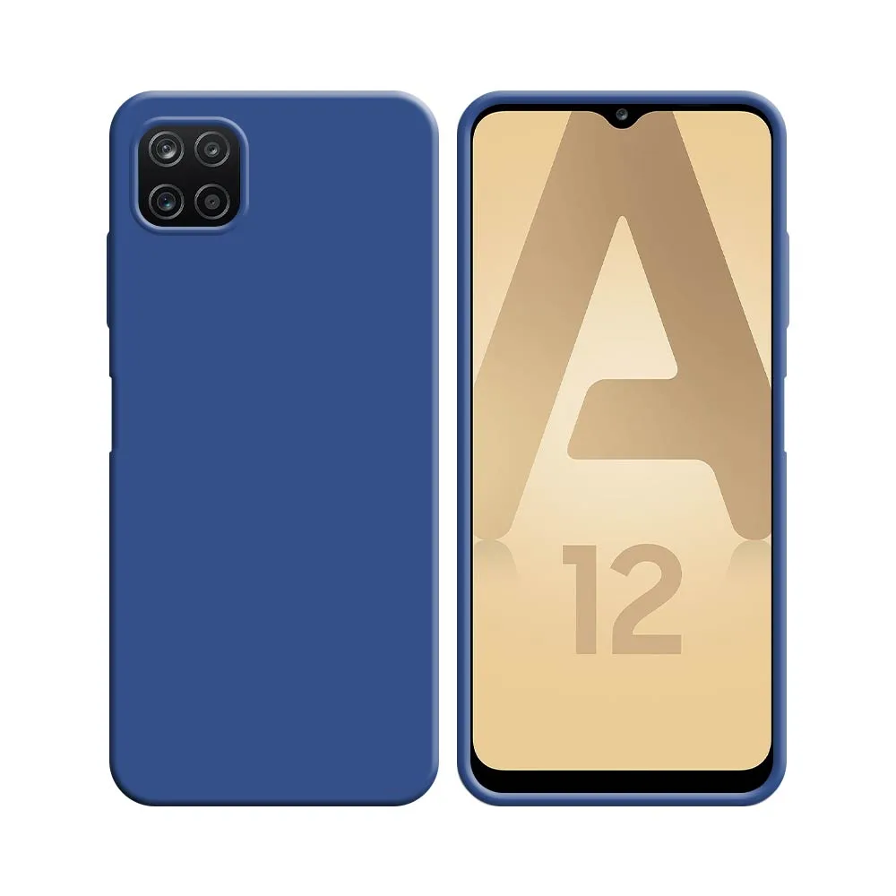 Coque Silicone Compatible pour Samsung Galaxy A12 A125 & M12 M127 Bleu Marine