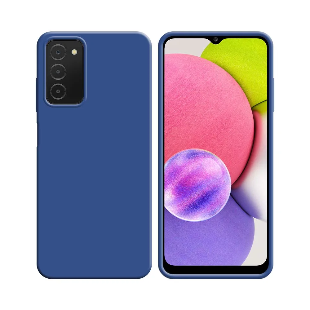 Coque Silicone Compatible pour Samsung Galaxy A03s A037 Bleu Marine