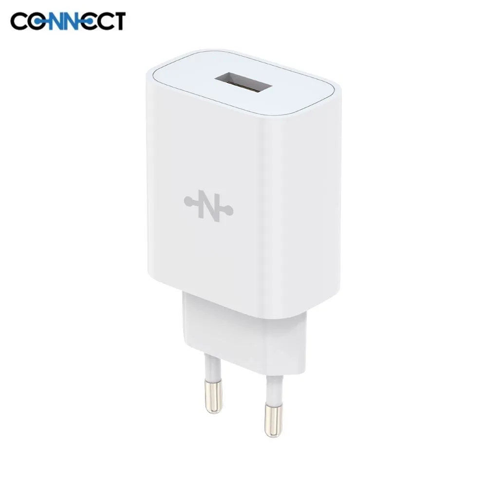 Chargeur Secteur USB CONNECT Charge Rapide 18W QC3.0 Blanc — vue 2