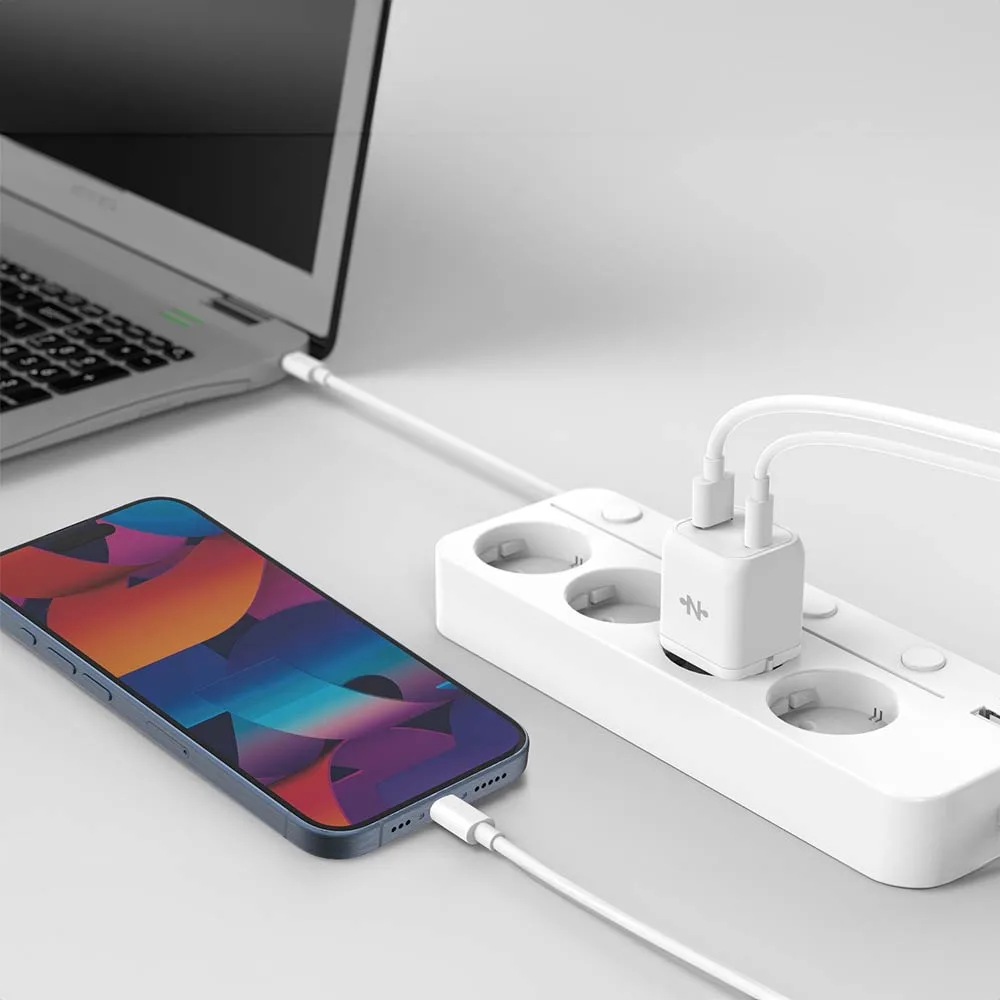 Chargeur Secteur GaN Multi CONNECT Charge Rapide 33W (USB + Type-C) Blanc