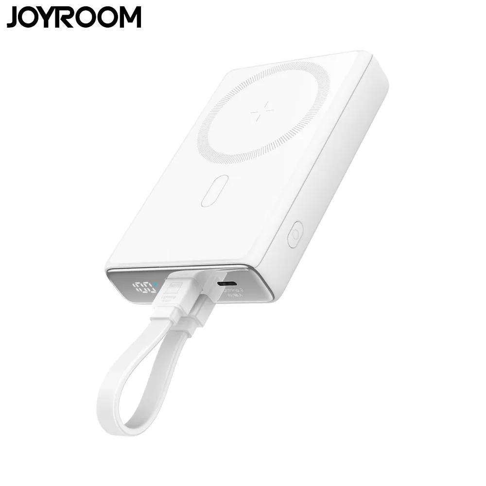 Batterie Externe Power Bank Sans Fil Magnétique JOYROOM 10000mAh 20W (avec Câble Lightning vers Type-C) Blanc