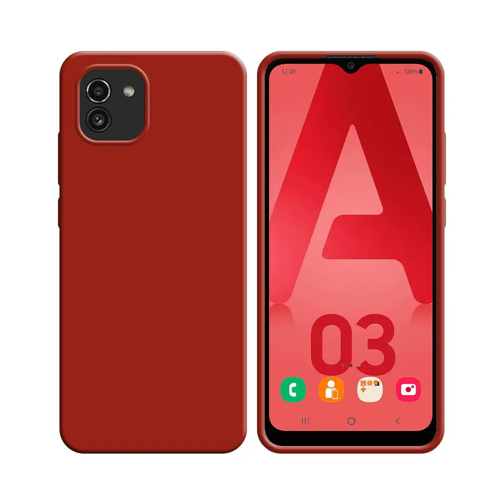 Coque Silicone Compatible pour Samsung Galaxy A03 A035F (#1) Rouge