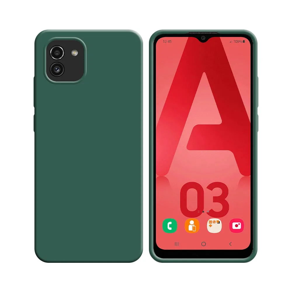 Coque Silicone Compatible pour Samsung Galaxy A03 A035F Vert Foncé