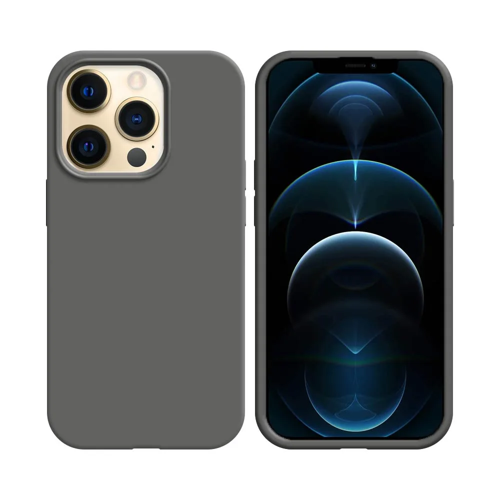 Coque Silicone Compatible pour Apple iPhone 12 & 12 Pro Gris Foncé