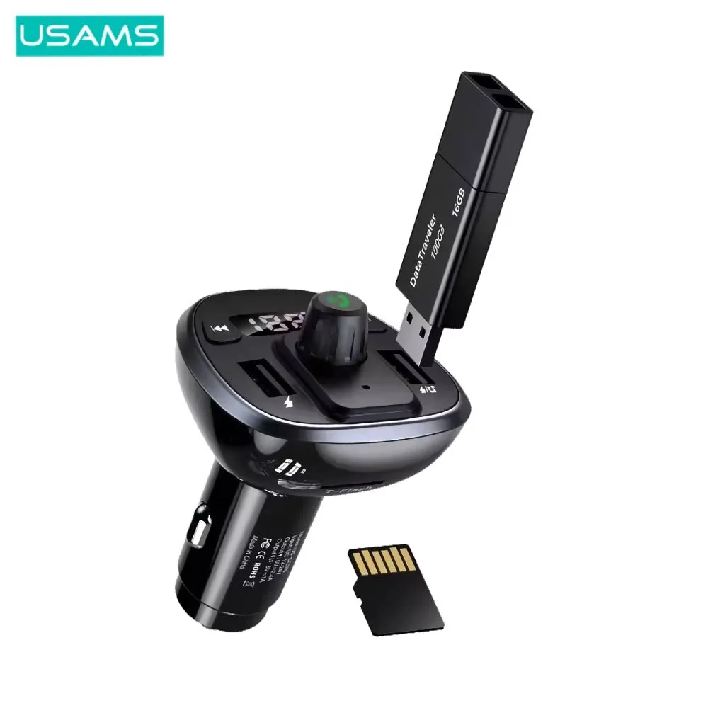 Transmetteur FM Bluetooth & Chargeur Voiture Usams CC115 Noir — vue 2