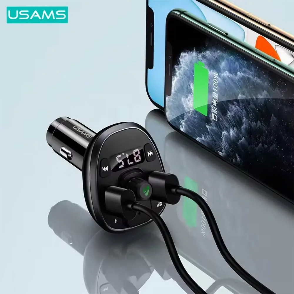 Transmetteur FM Bluetooth & Chargeur Voiture Usams CC115 Noir — vue 3