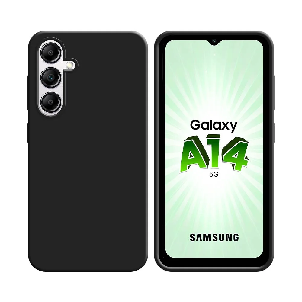 Coque Silicone Compatible pour Samsung Galaxy A14 5G A146P & A14 4G A145 Noir