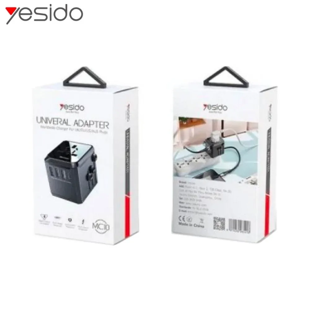 Adaptateur Secteur Universel Yesido MC10 4 en 1 Noir — vue 2