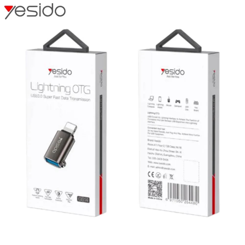 Adaptateur OTG USB Femelle vers Lightning Mâle Yesido GS14 — vue 2