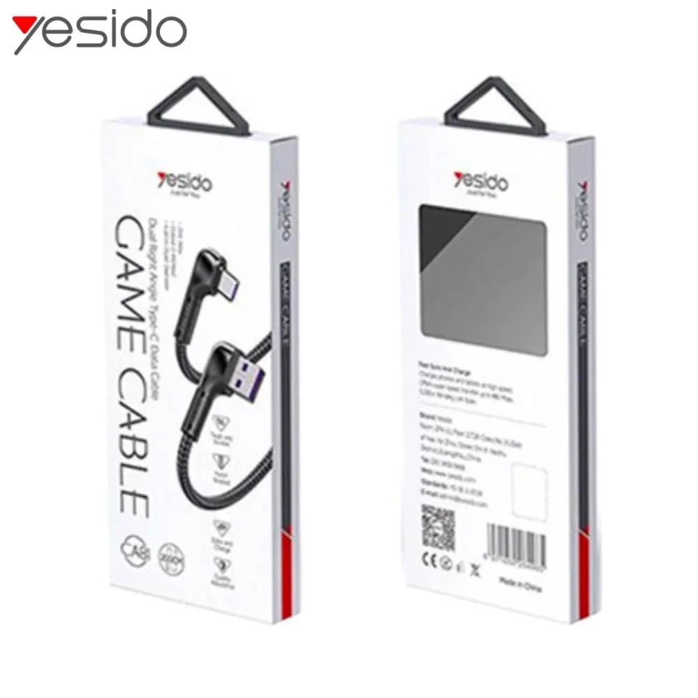 Câble Data USB vers Lightning Yesido CA81 90° (2m) Noir — vue 3