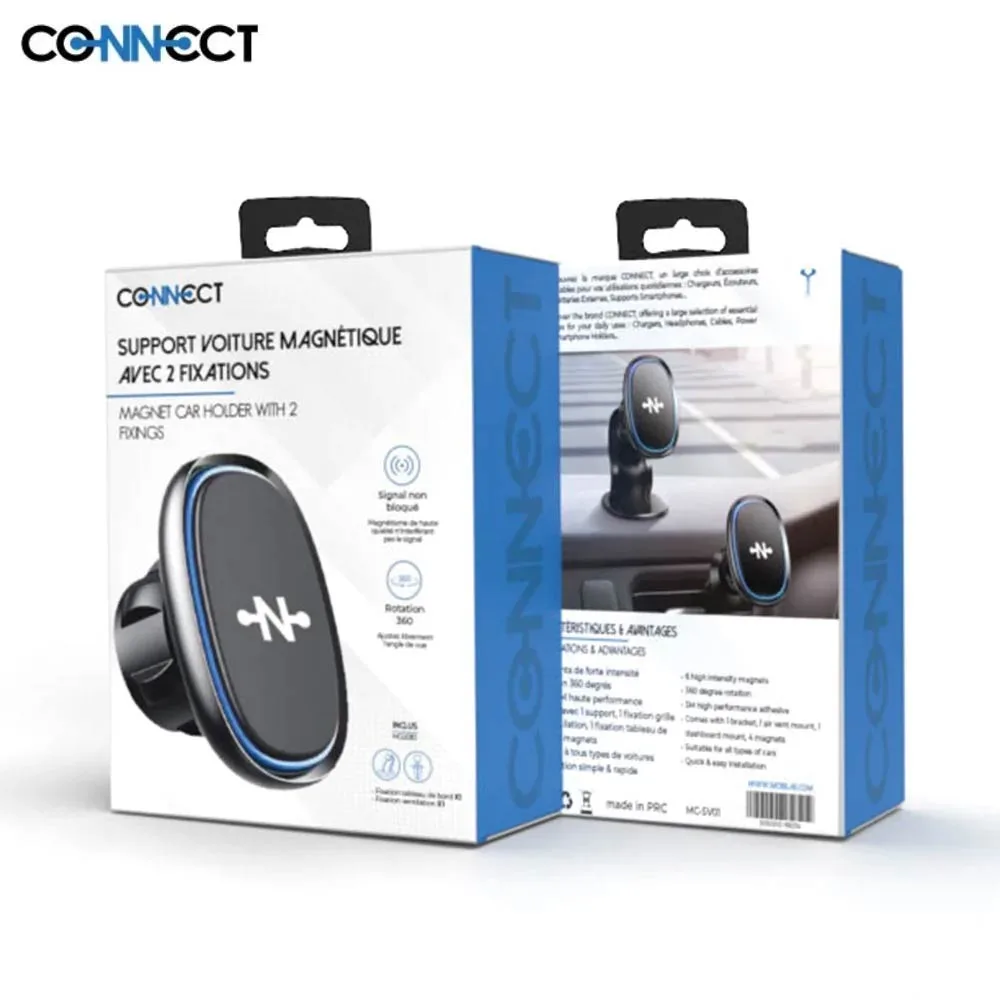 Support Smartphone Magnétique pour Voiture CONNECT avec 2 Fixations Noir — vue 3