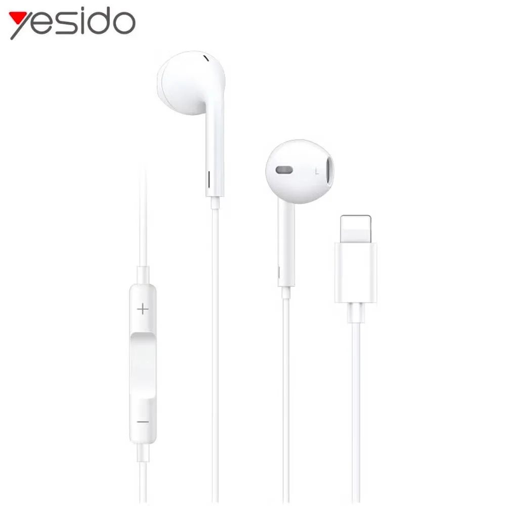 Écouteurs Filaires Lightning Yesido YH20 (sans Bluetooth) Blanc