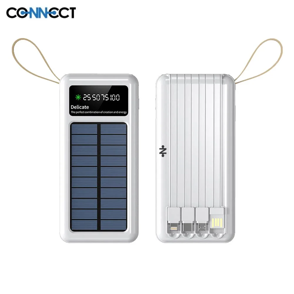 Batterie Externe Power Bank Solaire CONNECT 10000mAh Blanc