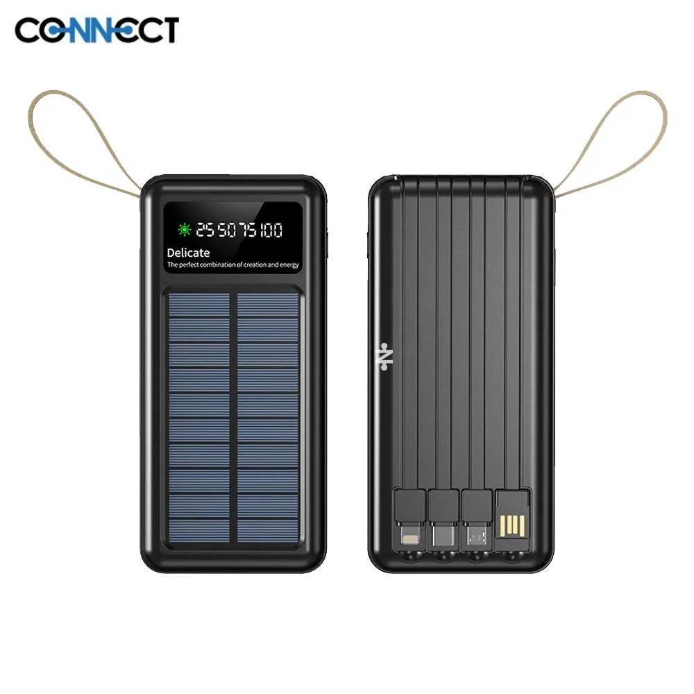 Batterie Externe Power Bank Solaire CONNECT 20000mAh Noir