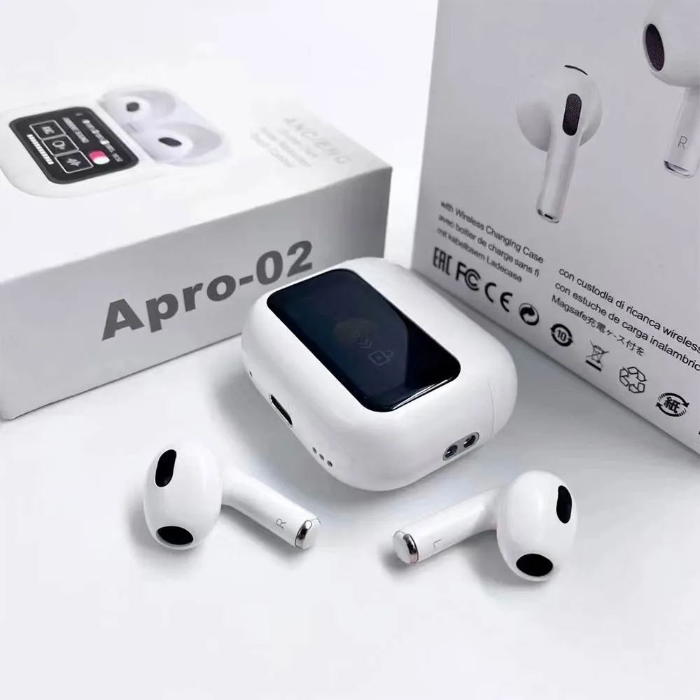 Écouteurs Bluetooth Apro-02 avec Écran Tactile (BT 5.3) Blanc
