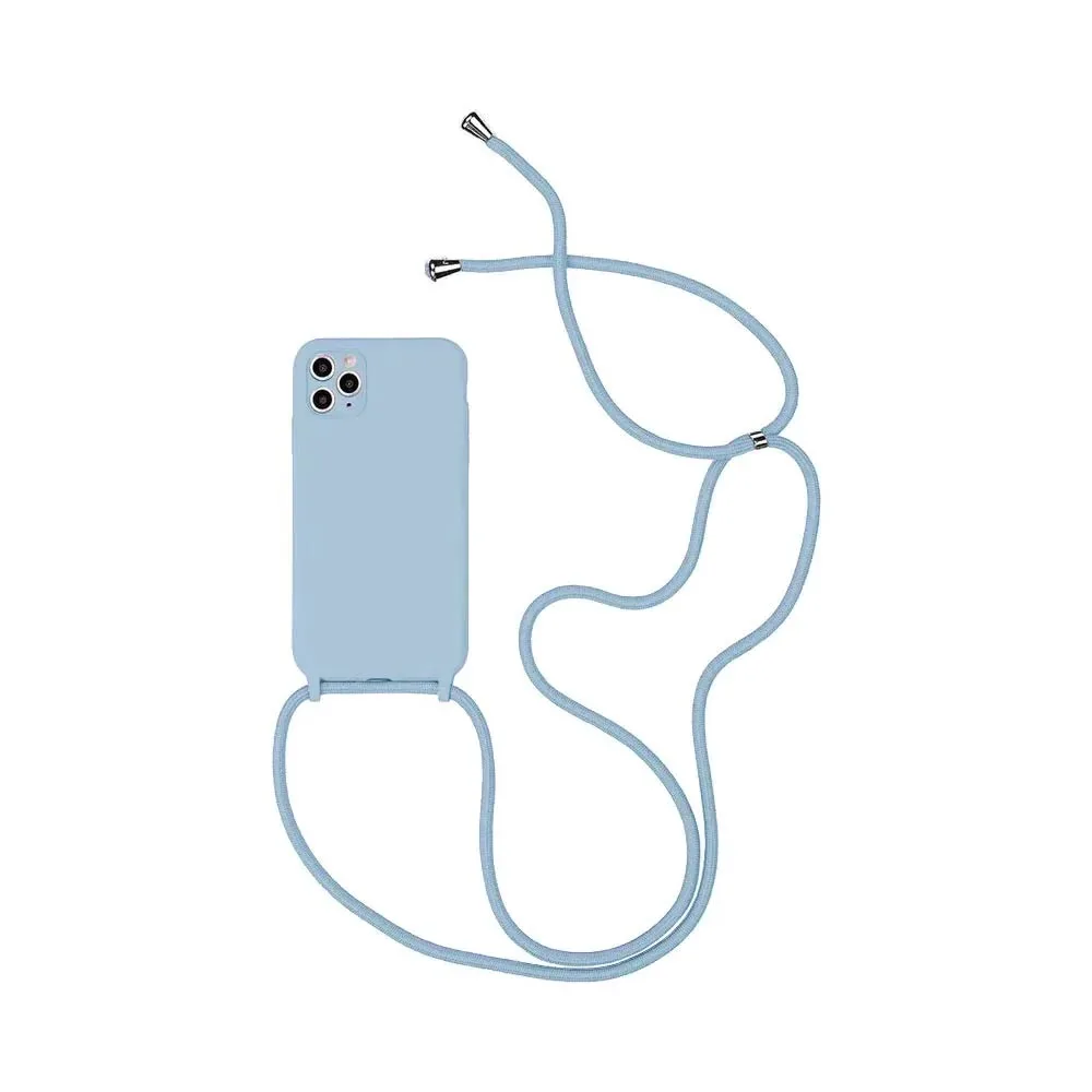 Coque Silicone avec Cordon Apple iPhone 16 Pro Max Bleu Clair