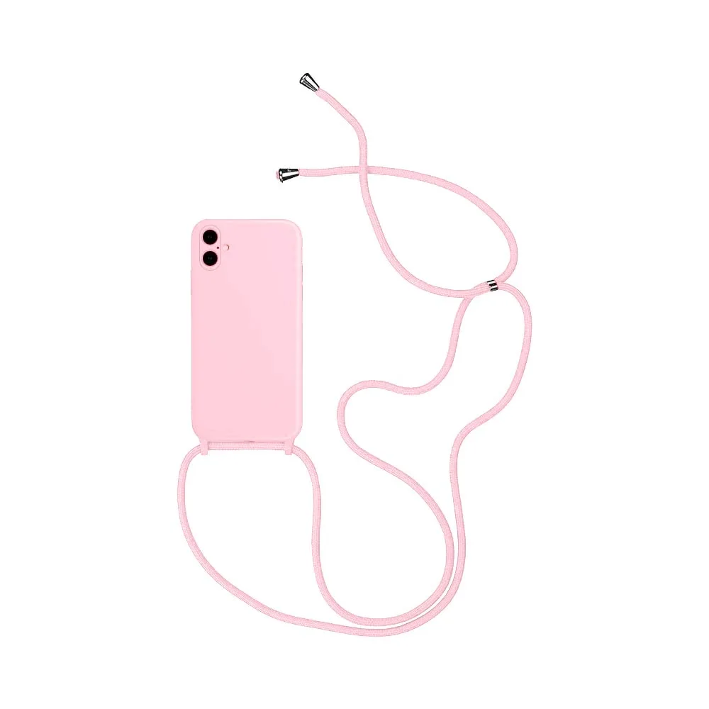 Coque Silicone avec Cordon Apple iPhone 16 Rose