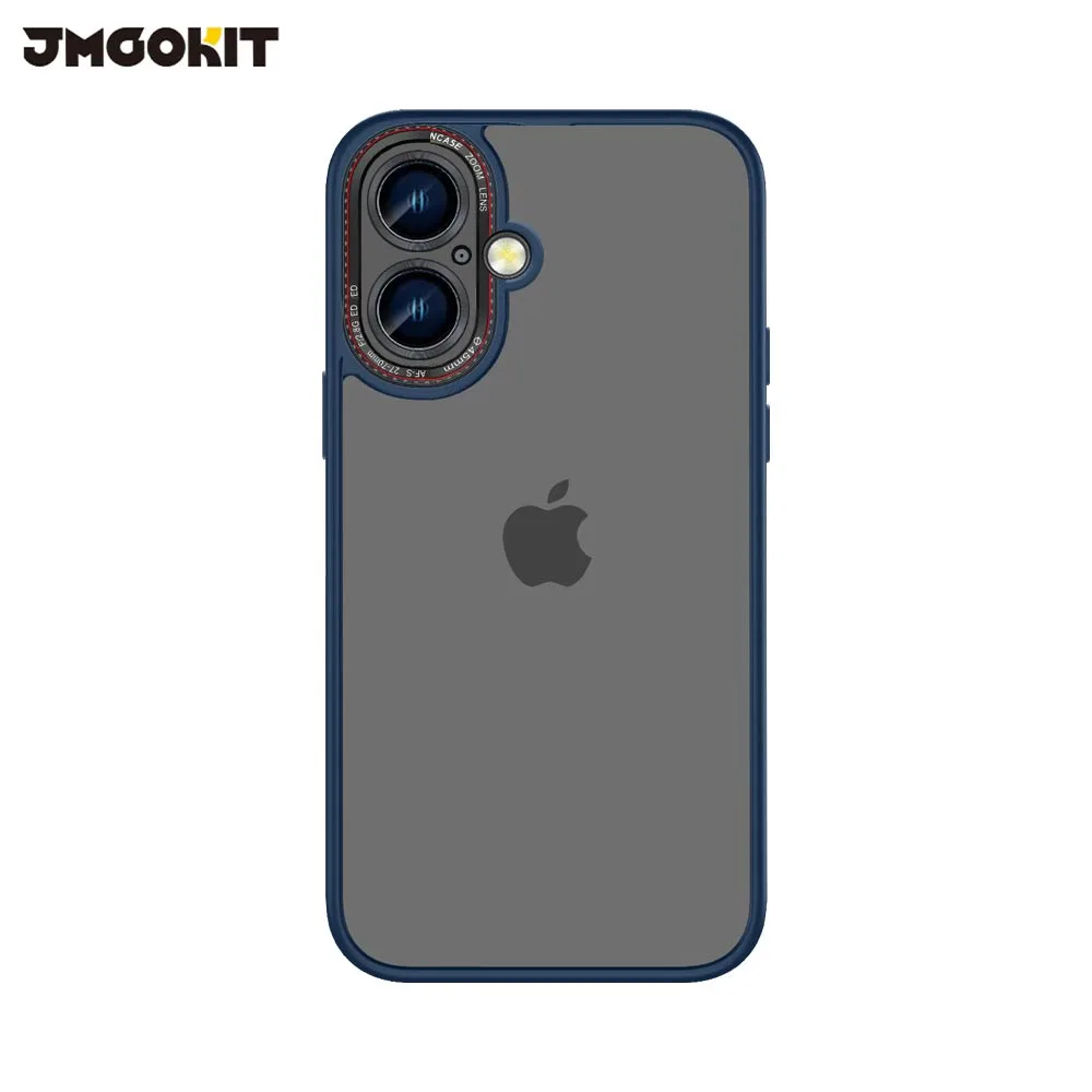 Coque de Protection Canon Lens JMGOKIT pour Apple iPhone 16 Plus Bleu