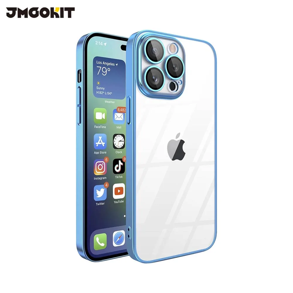 Coque de Protection Crystal Glass JMGOKIT pour Apple iPhone 16 Pro Max Bleu