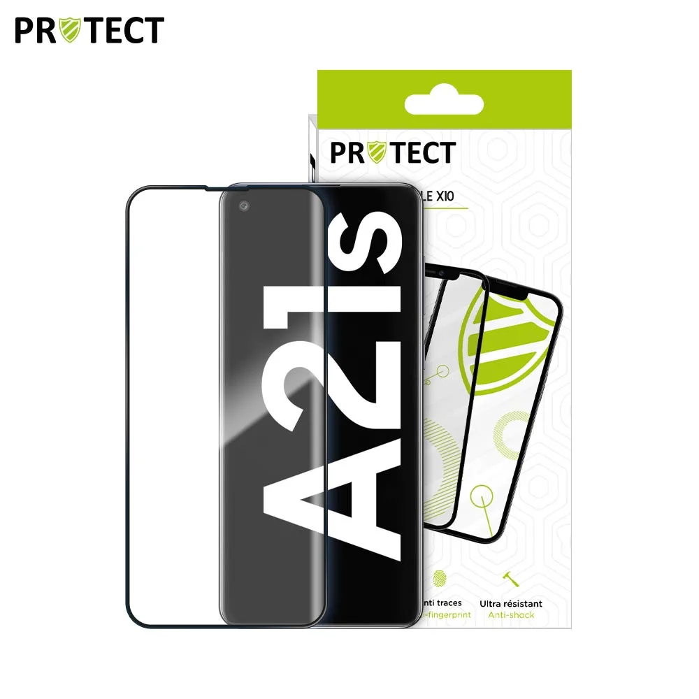 Pack Verre Trempé Intégral PROTECT pour Samsung Galaxy A21S A217F x10 Noir