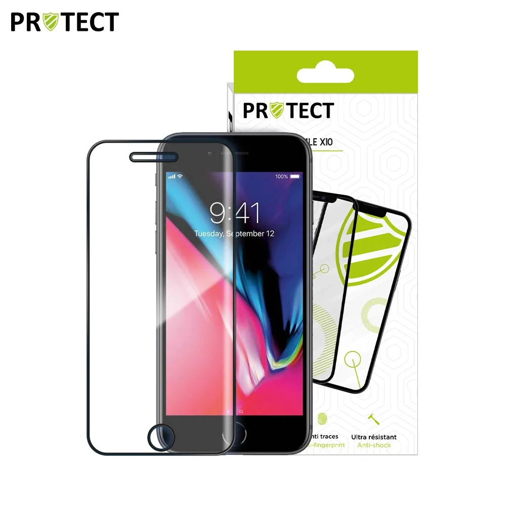 Pack Verre Trempé Intégral PROTECT pour Apple iPhone 7 & 8 x10 Noir
